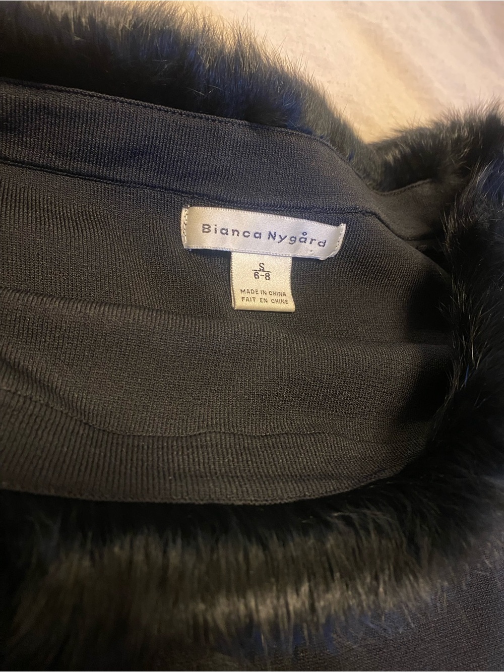 Y2K Bianca nygard Black Off-the-Shoulder Sweater with real Fur Trim - Picture 2 of 10